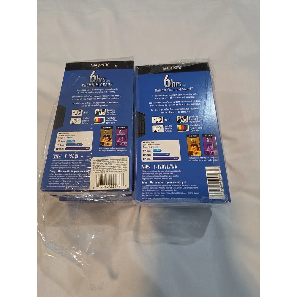 Sony VHS Tapes 6 Pack T-120 Blue New Premium Standard Grade 6hr EP